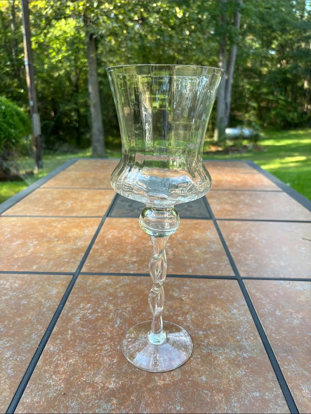 Stemmed Clear Crystal Hurricane Candle Holder/Vase 14 Inches Tall